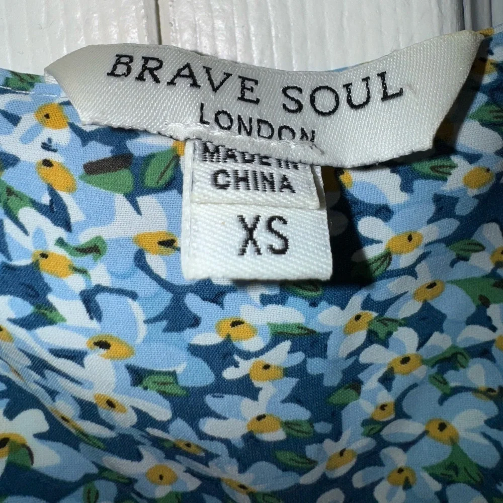 Brave Soul Blue/White ditsy Ginny Floral Button Dress Size XS EUC